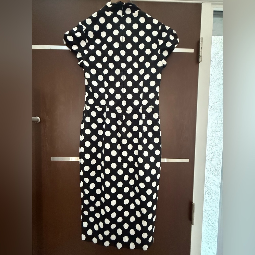 Betsey Johnson Black and White Polka Dot Midi Dress - Picture 4 of 5